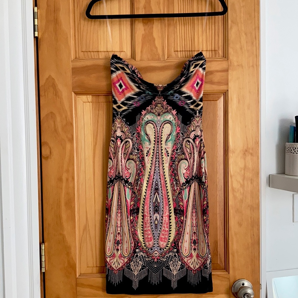 Pattern fitted tube top dress